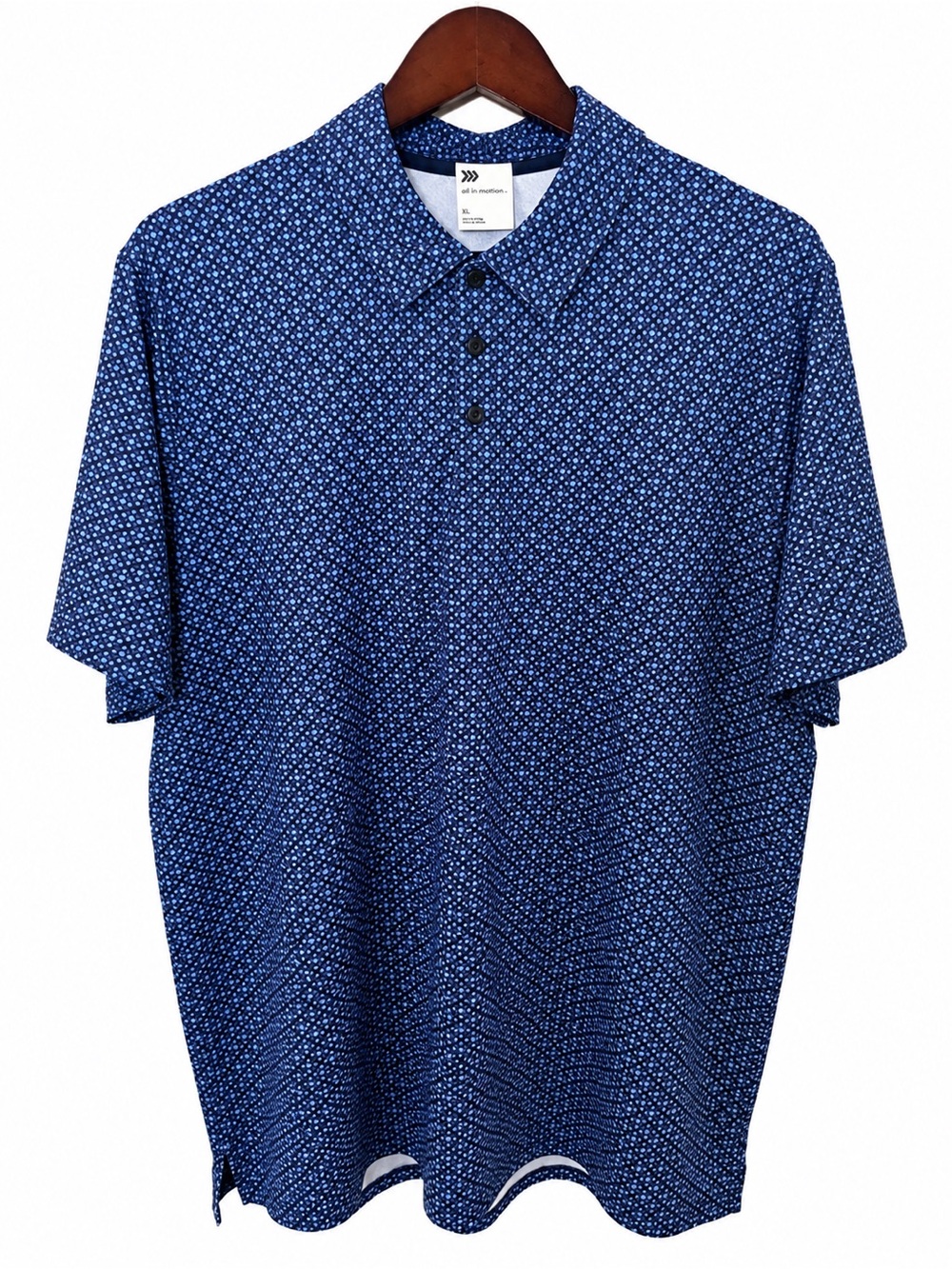 All in Motion Men’s XL Navy Blue Geometric Print Performance Polo